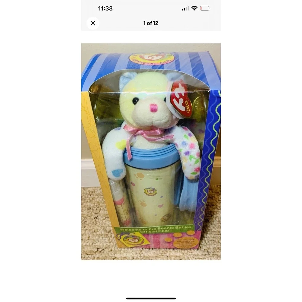 New TY Official Club Kit Beanie Babies Bits the Pastel Bear Collectible & Mug!!
